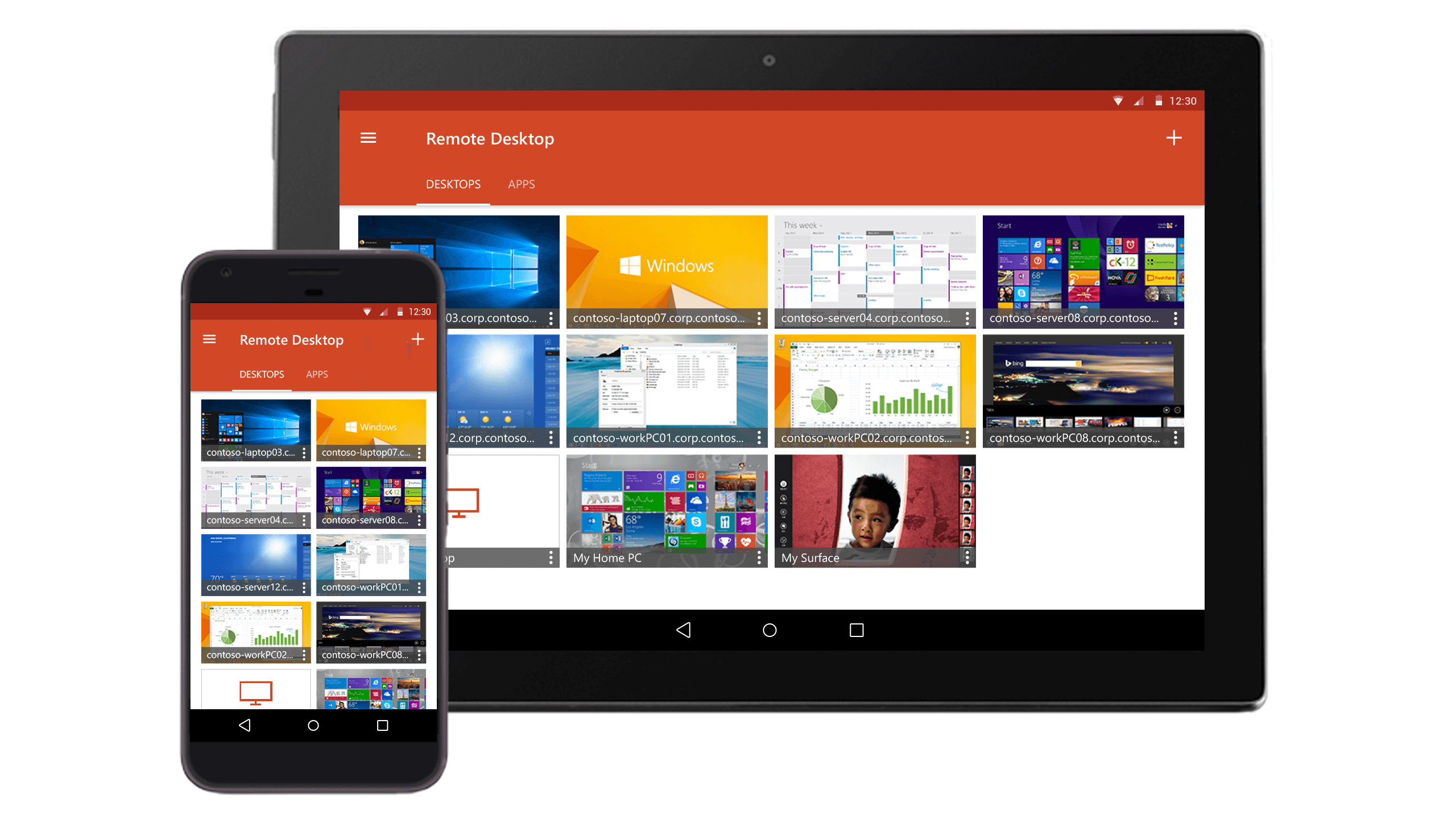 Microsoft Remote Desktop app for Android shown an on a phone and tablet by Courtney Comfort